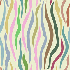 Seamless multicolored zebra pattern. Rainbow stripes in vector, decor element 