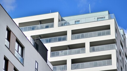 Modern residential apartment house building. Luxurious apartments for sale. New build neighborhood...