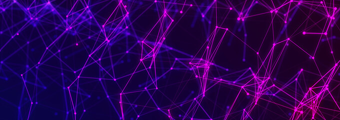 Abstract digital connection dots. Technology background. Network connection structure. 3d rendering. widescreen