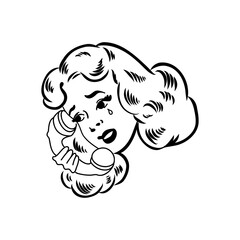 Pop Art woman talking on the phone a comic book character