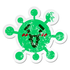 cute surprised virus distressed sticker
