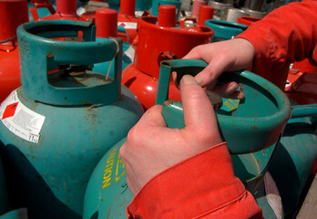 bottled gas in gas cylinders