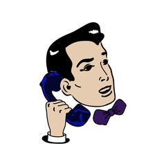 Pop Art man talking on the phone a comic book character