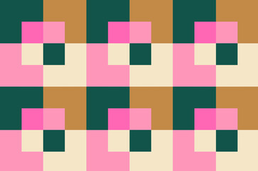 Retro style seamless vector pattern with geometric ornament and editable colors