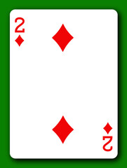 Obraz premium 2 Two Deuce of Diamonds playing card with clipping path to remove background and shadow 3d illustration