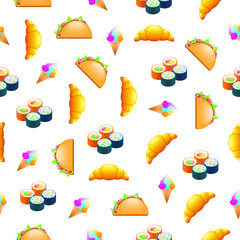 Naklejka premium Seamless Pattern Abstract Elements Fast Food Vector Design Style Background Illustration
