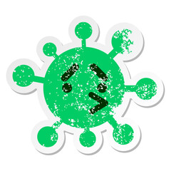 simple worried bird virus distressed sticker