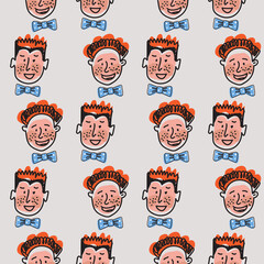 Men face doodle pattern 9