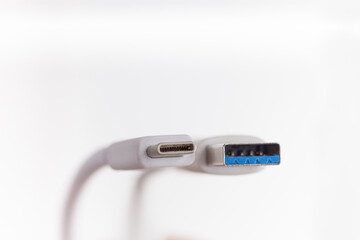 Close-up of the usb3 and type-c cable.