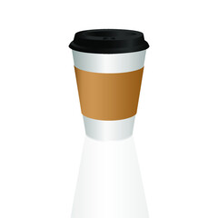 Takeaway Hot coffee cup, Can be any kind of hot drink like Hot green tea latte, Hot latte coffee or Cappuccino in white paper cup with brown lid and shadow iin white background