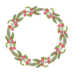 Wreath of Christmas red berries.