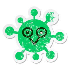 staring bird virus distressed sticker