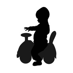 baby sitting on car from profile with one hand honking , vector silhoutte