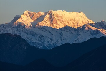 Fototapeta na wymiar Mount Chaukhamba morning view India himalaya mountain
