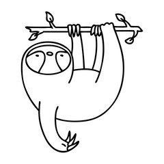 sloth hanging from branch © lineartestpilot