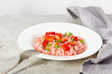 Fresh strawberry risotto a delicate and elegant dish