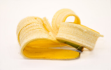 banana peel on white background