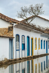 Historic center of the city of Parati with its façades preserved in a colonial style.