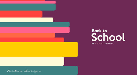 School backgrounds. Stack of books. Vector flat illustration. Back to School. Simple background for poster, cover, flyer.