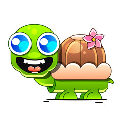 Cute turtle cartoon greeting card illustration cartoon Sign for print, in comics, Fashion