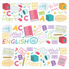 English course. E-learning, online education. English language