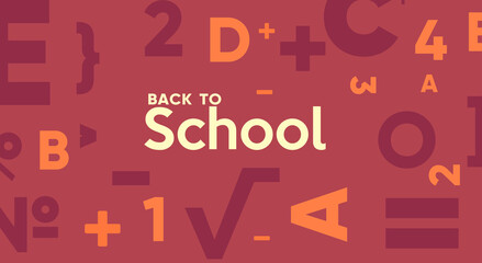 School backgrounds. A pattern of numbers and letters. Vector flat illustration. Back to School. Simple background for poster, cover, flyer.