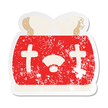 Toaster Popping Out Toast Grunge Sticker