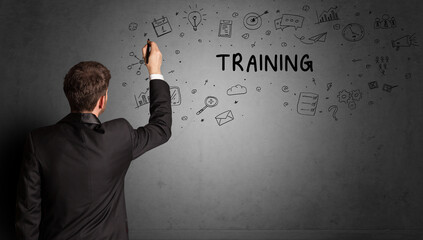 businessman drawing a creative idea sketch