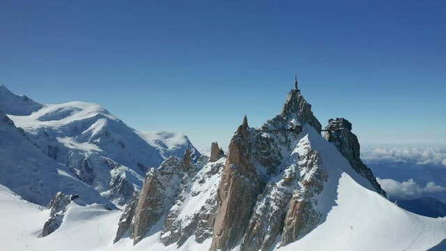 High mountain view of alpine peaks from a drone