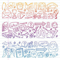 English course. E-learning, online education. English language