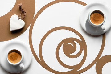 Coffee cup, Fibonacci sequence circle with coffee beans. espresso, tasty perfection. Heart shape....