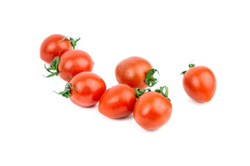 Tomatoes isolated on white. Heap of fresh red tomatoes