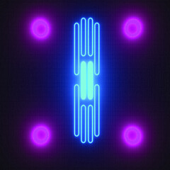 Glowing neon shapes and circles. Future concept. Vibrant wallpaper. Retro futuristic backdrop. Creative graphic design for poster, brochure, flyer and card. EPS 10.