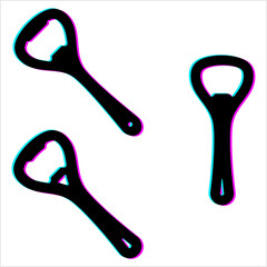 Bottle Opener Glitch Icon, Bottle Cap Opener Icon