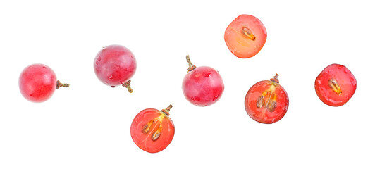 Top view of red grapes isolated on a white background