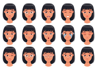 Woman face expression vector design illustration isolated on white background