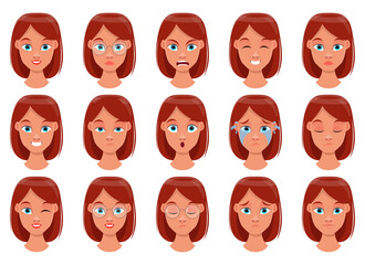 Woman face expression vector design illustration isolated on white background