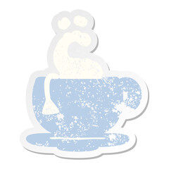 steaming cup of tea grunge sticker