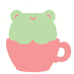 cute frog in coffee cup