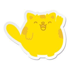 cute cartoon cat waving sticker