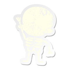skeleton waving grunge sticker