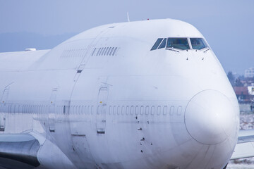 Fototapeta na wymiar Closeup of huge cargo aircraft