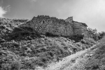 Fototapeta premium Saint Thomas tower of the Genoese fortress in Feodosia, Crimea, XIV century.