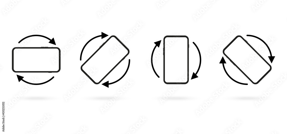 Poster rotate smartphone isolated on white background. device rotation icon set. vector illustration.