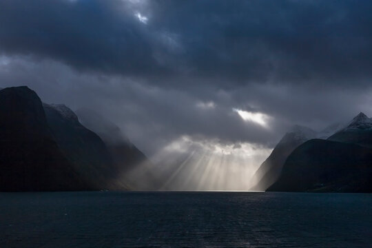 Dramatic skies over Hj&oslash;rundfjord, M&oslash;re og Romsdal, Norway