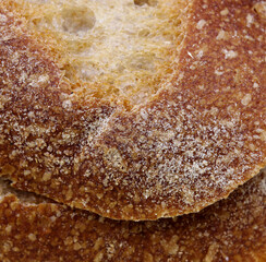 close-up a slice of organic bread
