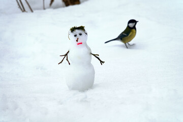 Spring story about the end of friendship of snowman and a chickadee. A sad little snowman because...