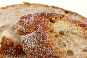 close-up a slice of organic bread
