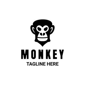 Simple Mascot Vector Logo Design monkey in color black