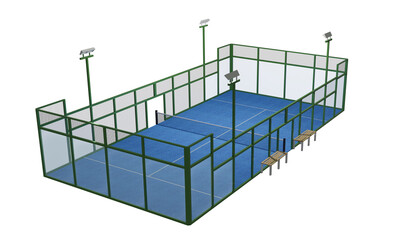 Pista de padel 3D rendering on white background
